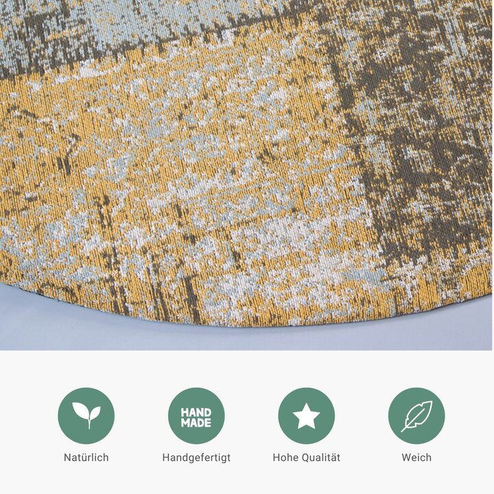 Teppich Patchwork Rund - Dreams Ockergelb