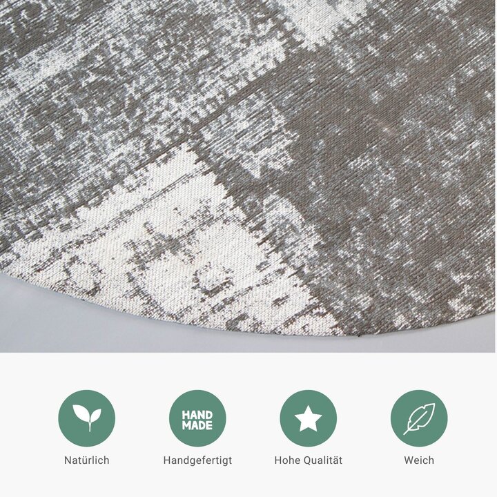 Teppich Patchwork Rund - Dreams Grau