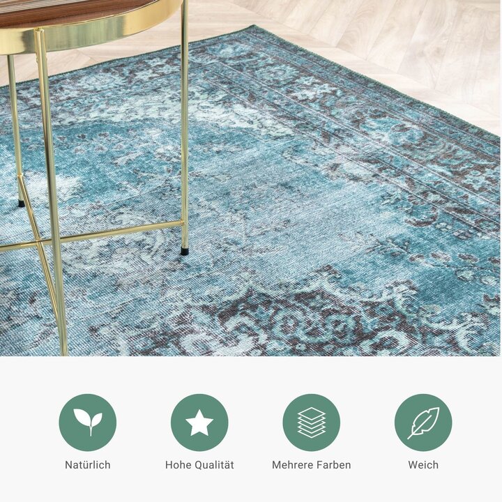 Teppich Vintage - Estate Medaillon Blau Grün