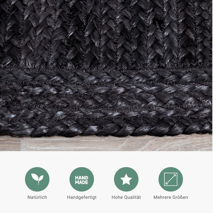 Jute Teppich - Fair Schwarz