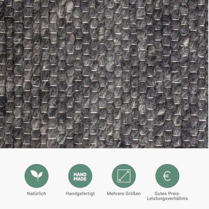 Wollteppich - Feline Anthrazit Meliert