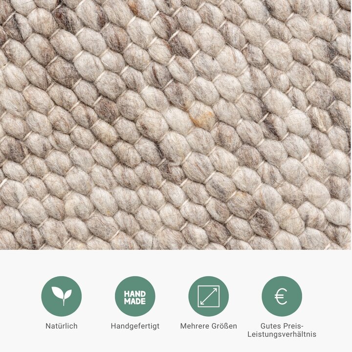 Wollteppich Rund - Feline Braun Meliert