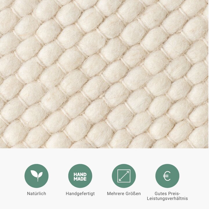 Wollteppich Rund - Feline Weiß