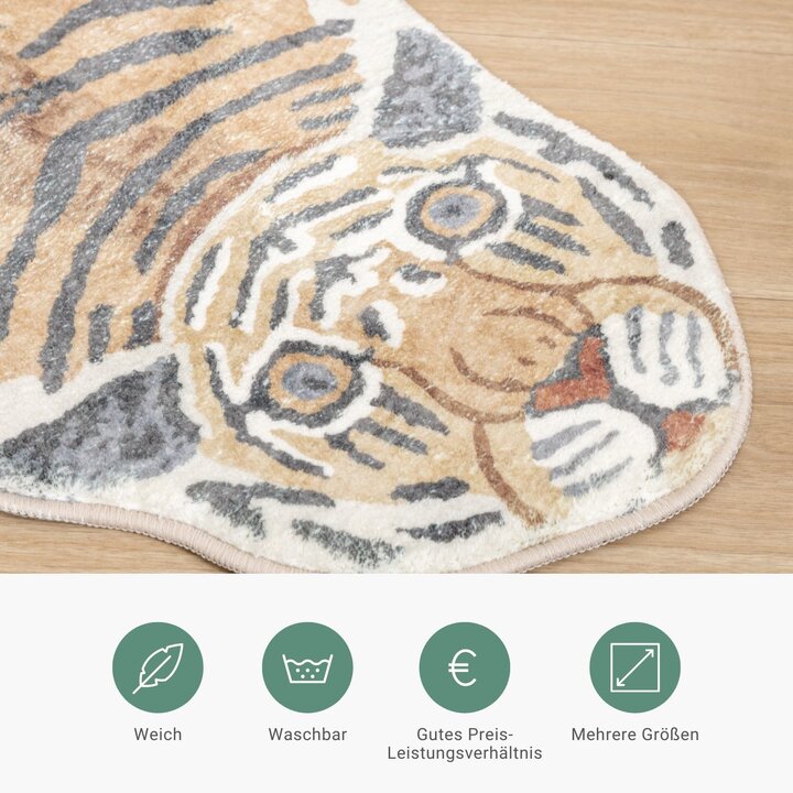 Waschbarer Kinderteppich - Wild Tiger