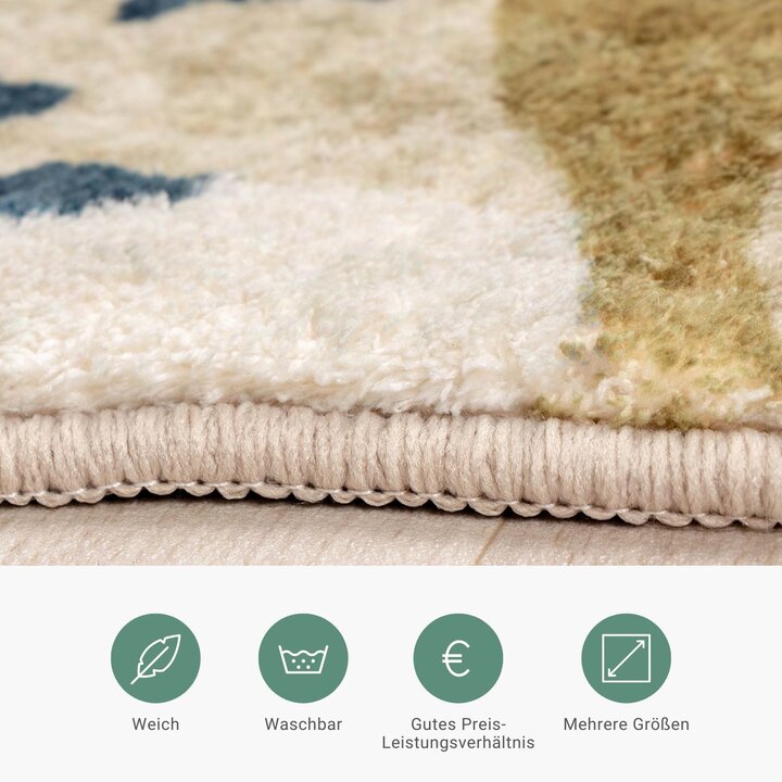 Waschbarer Kinderteppich - Wild Panther Natur