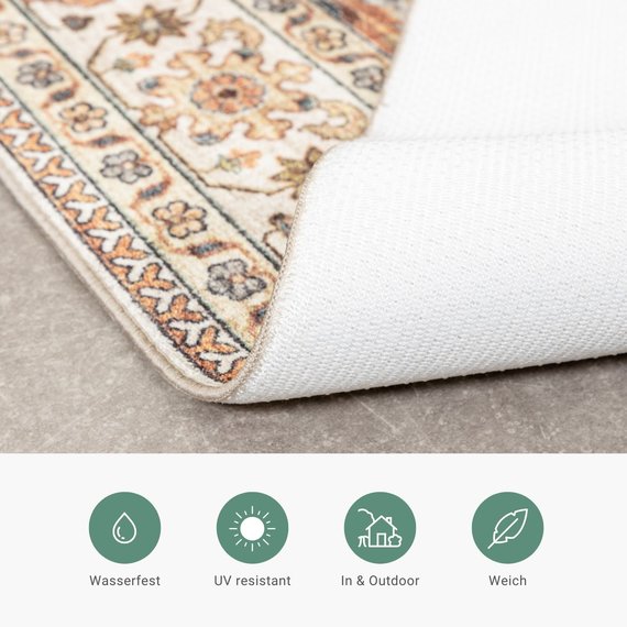 FRAAI | Home & Living Vintage Gartenteppich - Santo Flora Hellgrau