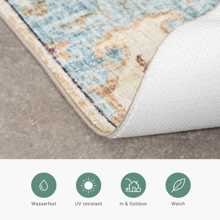 Vintage Gartenteppich - Santo Mandala Hellblau