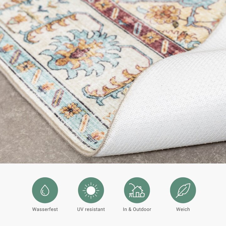 Vintage Gartenteppich - Santo Medaillon Hellblau