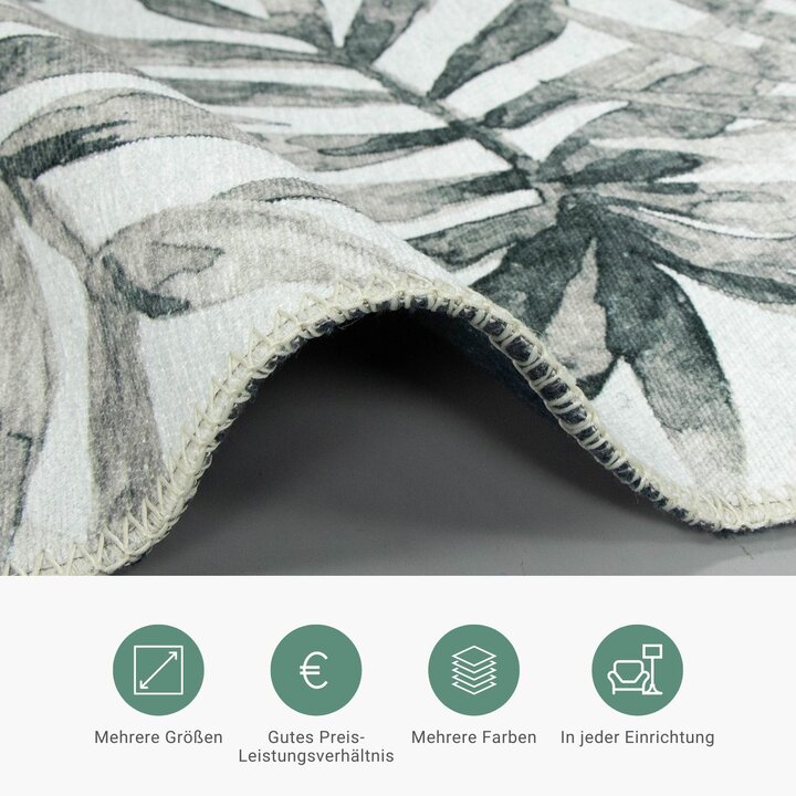 Boho Teppich - Palmier Blätter Grau