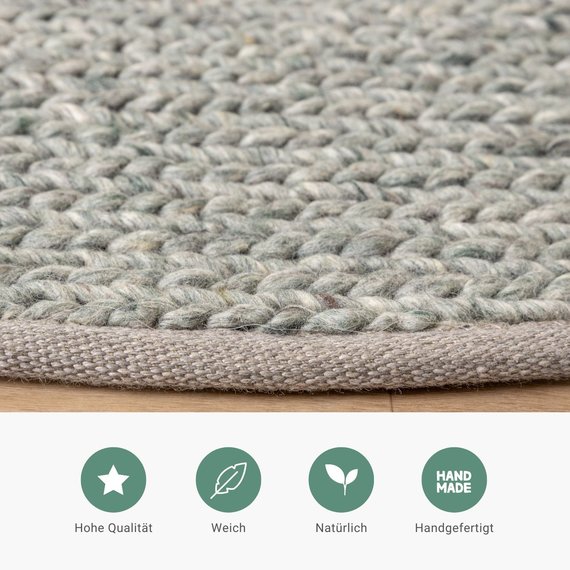 FRAAI | Home & Living Wollteppich Rund - Twist Grün