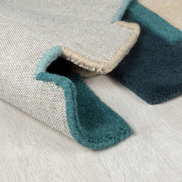 Abstrakt Teppich - Stracto Collage Petrol Blau