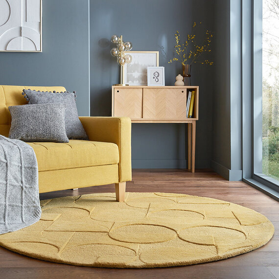 Flair Rugs Moderner Teppich Rund - Mozo Gigi Ockergelb