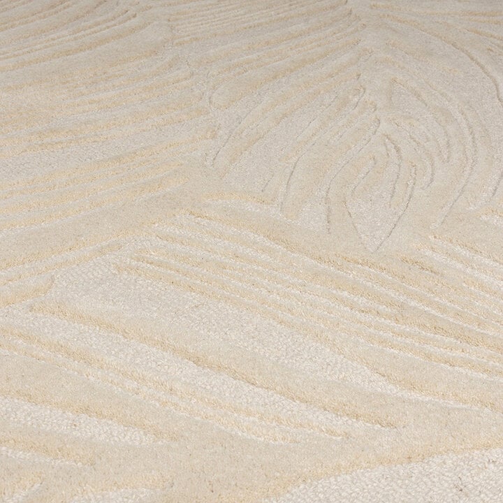 Moderner Teppich Rund - Solacio Leaves Beige