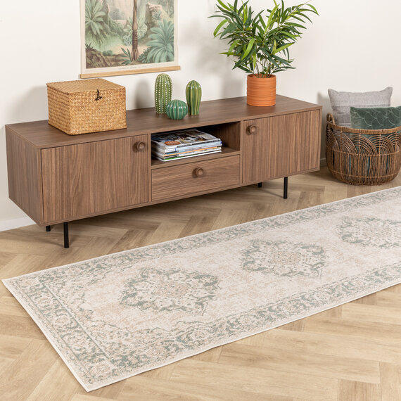 FRAAI | Home & Living Vintage Läufer - Spring Medaillon Creme Grün