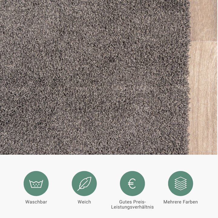Waschbarer Teppich - Clean Dunkelgrau