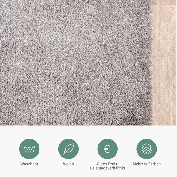 FRAAI | Home & Living Waschbarer Teppich - Clean Hellgrau