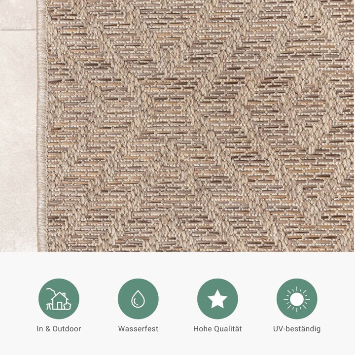 In- & Outdoor Jute Teppich - Fora Tile Natural