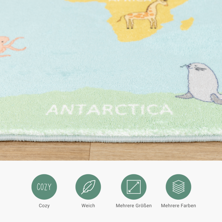 Kinderteppich - Globe Hellblau