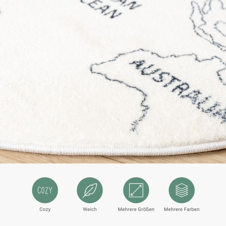 Kinderteppich Rund - Globe Creme