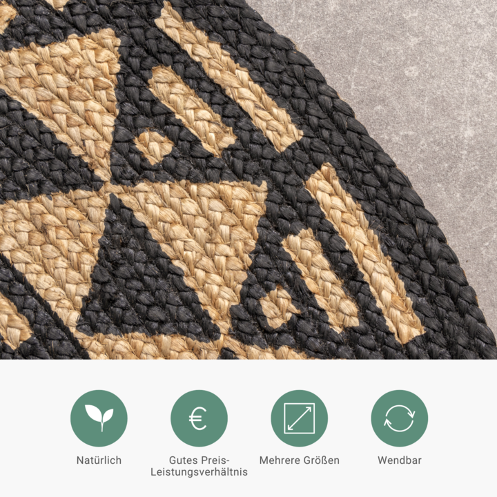 Jute Teppich Rund - Henna Maya Natur