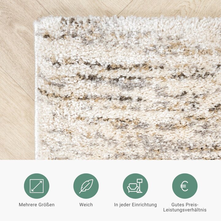 Hochflor Teppich - Blend Creme