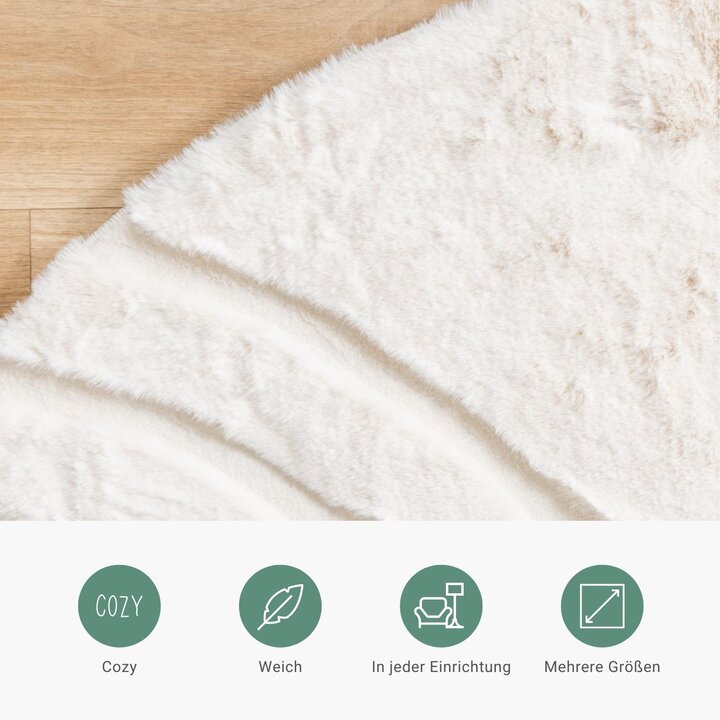 Hochflor Teppich Rund - Carvy Arches Creme