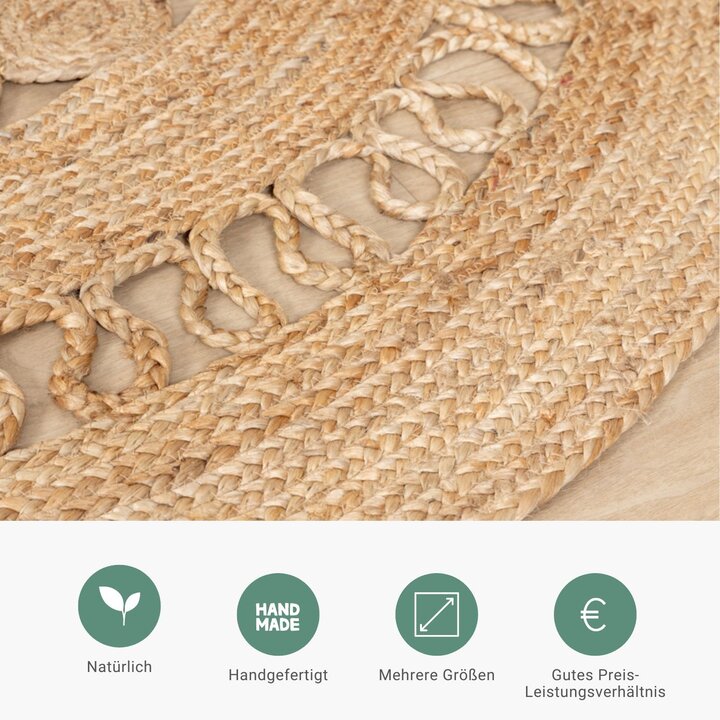 Jute Teppich Rund - Fair Rotan Natur