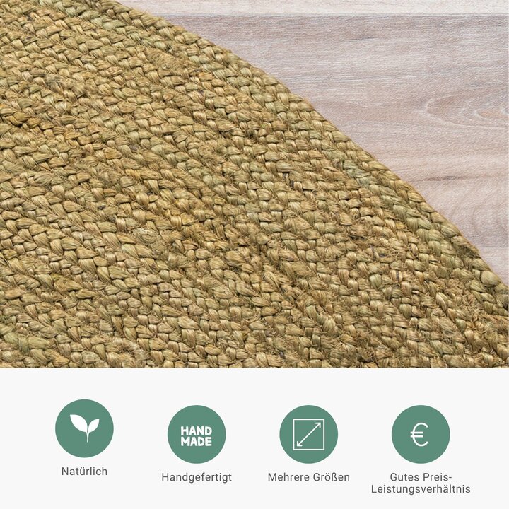 Jute Teppich Rund - Fair Grün