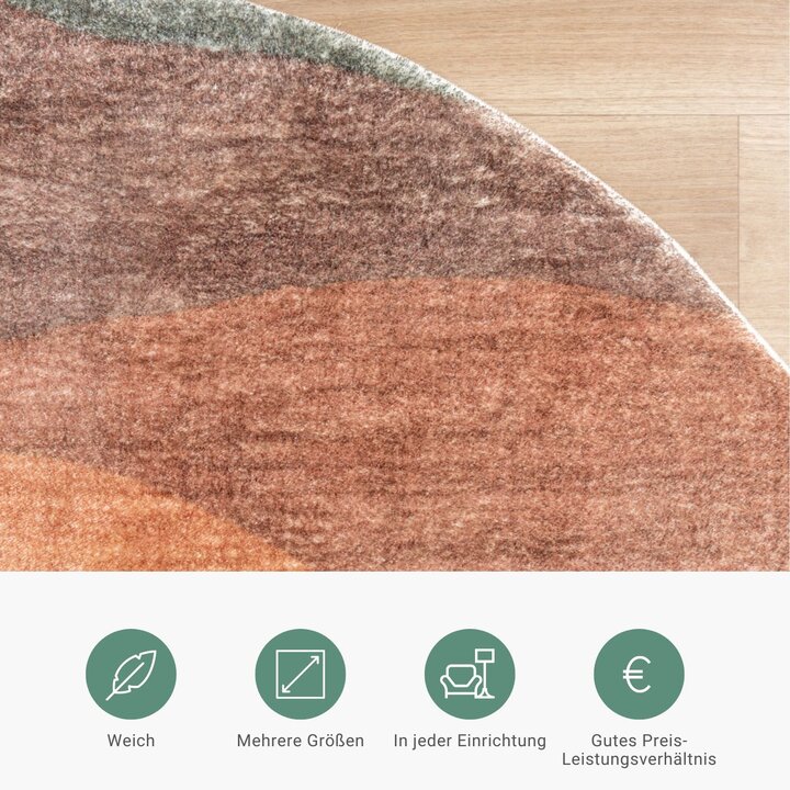 Moderner Teppich Rund - Field Terra Rot