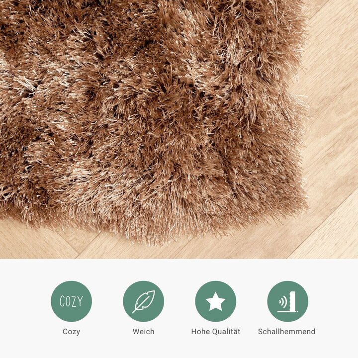 Hochflor Teppich - Glorious Taupe