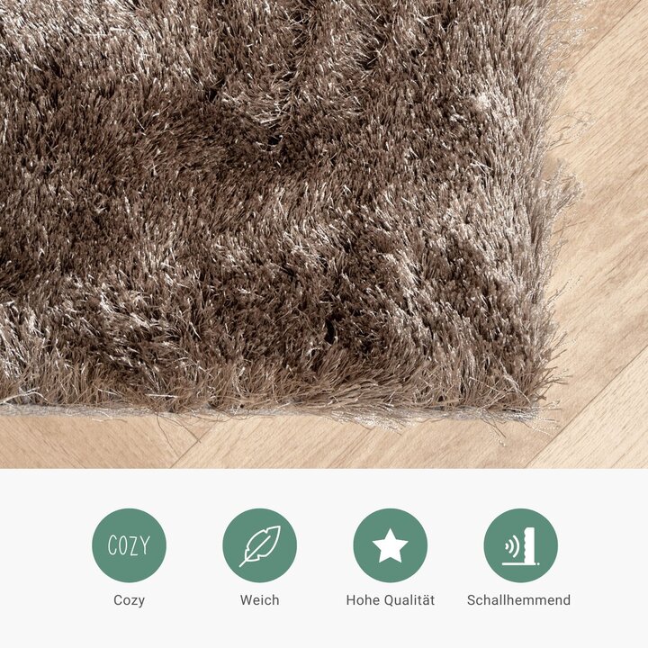 Hochflor Teppich - Glorious Silber Grau