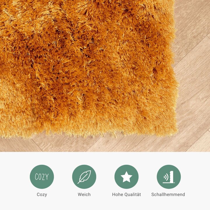 Hochflor Teppich - Glorious Gold Gelb