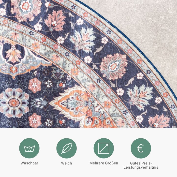 Teppich Vintage Rund - Imagine Oriental Blau