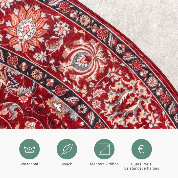 Teppich Vintage Rund - Imagine Medaillon Rot