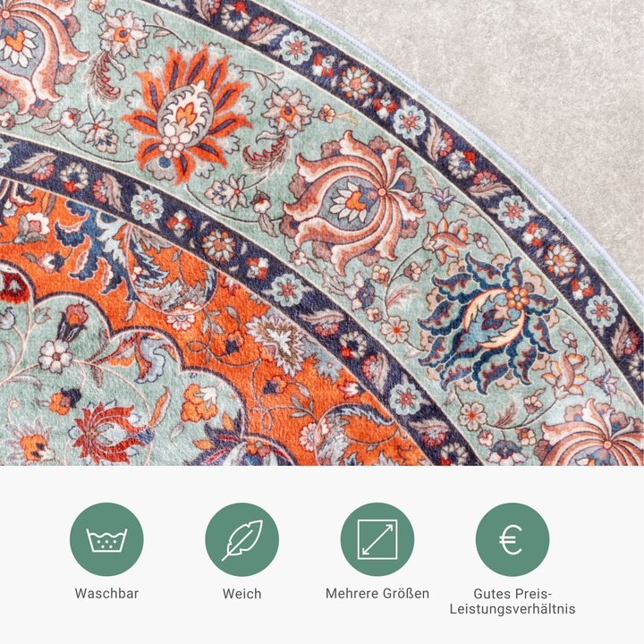 Teppich Vintage Rund - Imagine Medaillon Grün