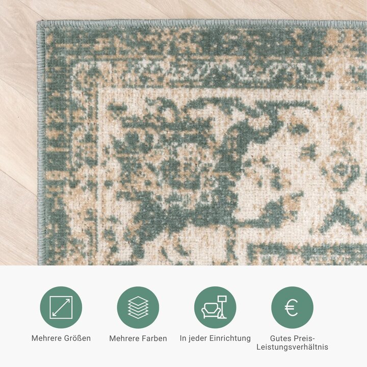 Vintage Läufer - Spring Medaillon Grün Creme