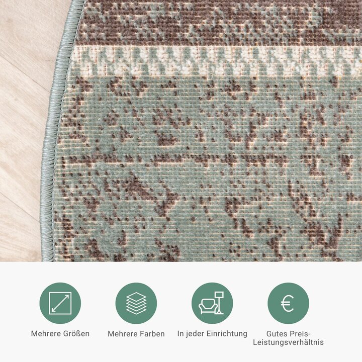 Teppich Vintage Rund - Spring Patchwork Grün Grau
