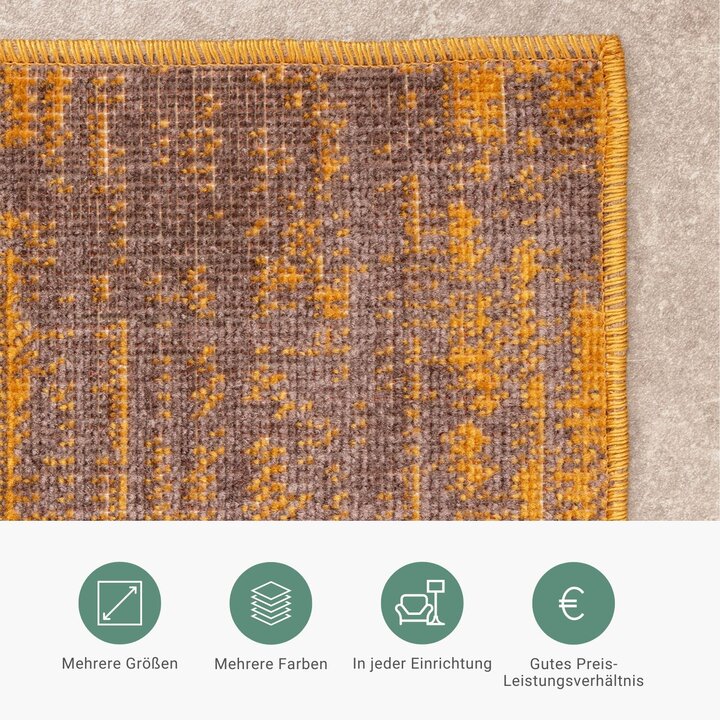 Teppich Vintage - Spring Patchwork Ockergelb Taupe