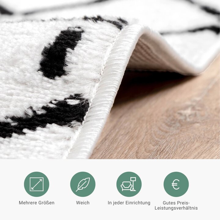 Teppich Skandinavisch - Scandi Stina Schwarz Weiß