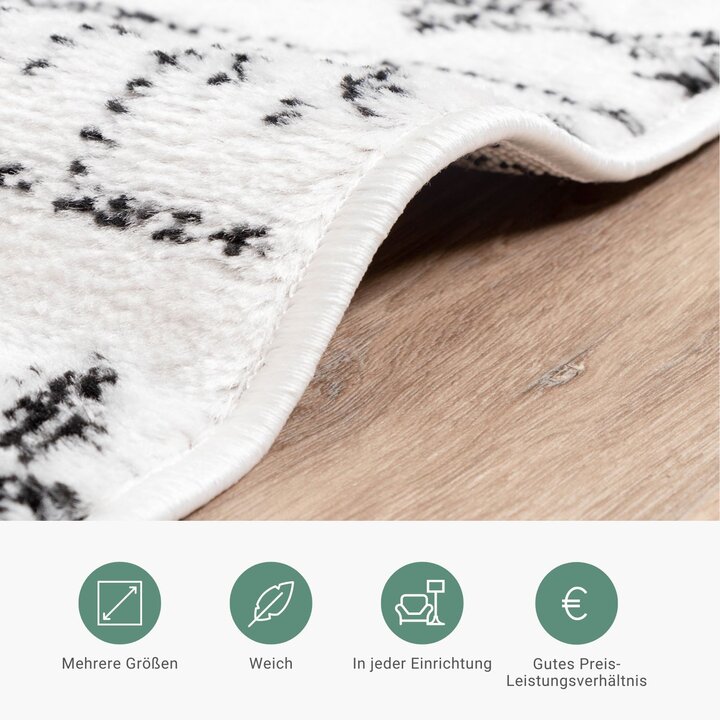 Skandinavische Teppich - Scandi Noak Schwarz Weiß