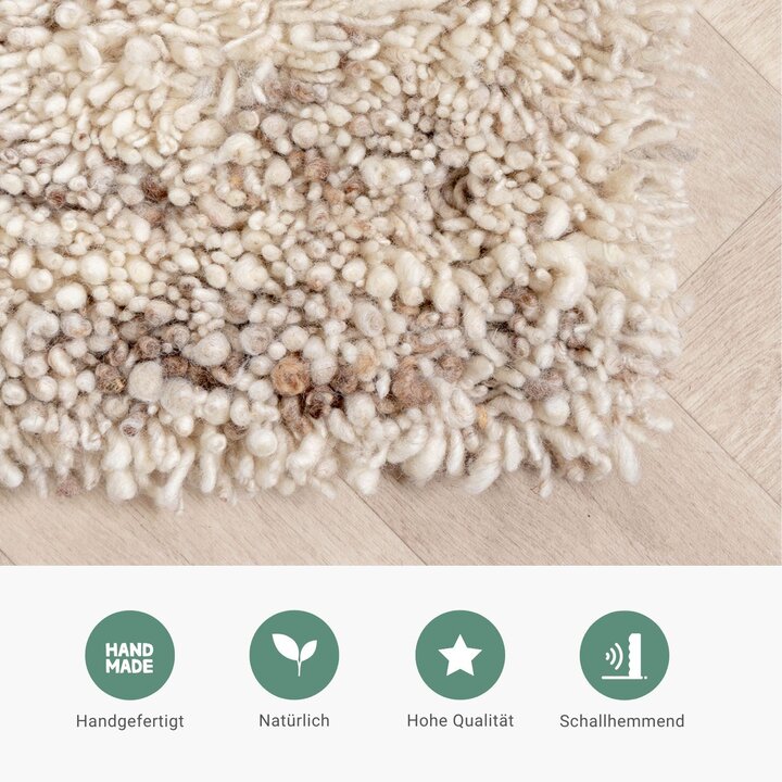 Hochflor Wollteppich - Royal Creme Meliert