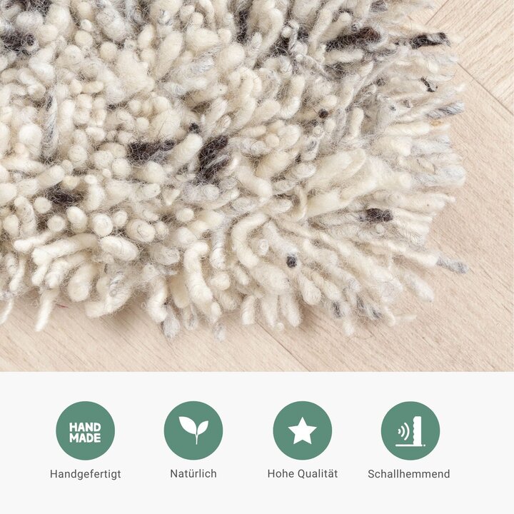 Hochflor Wollteppich - Royal Creme Grau