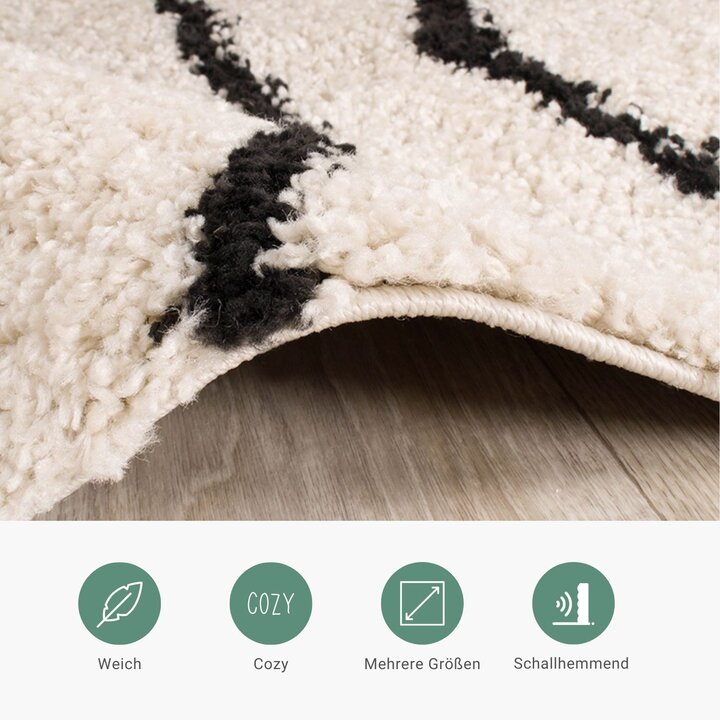 Teppich Hochflor - Grand Wire Creme Schwarz