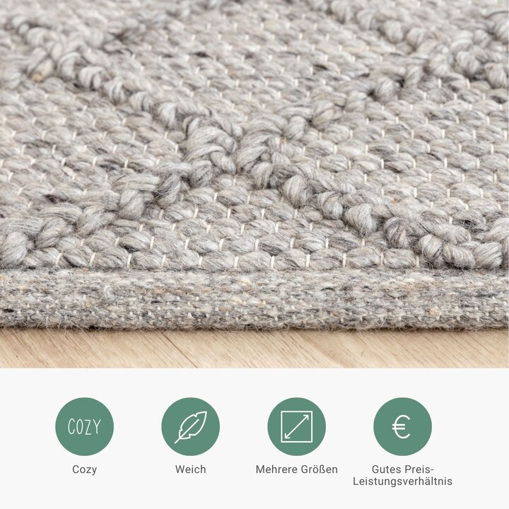 Wollteppich - Knit Grau