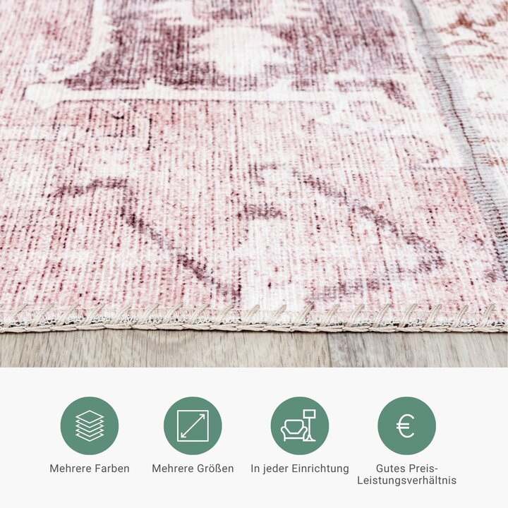 Patchwork Teppich - Lago Rot Rosa