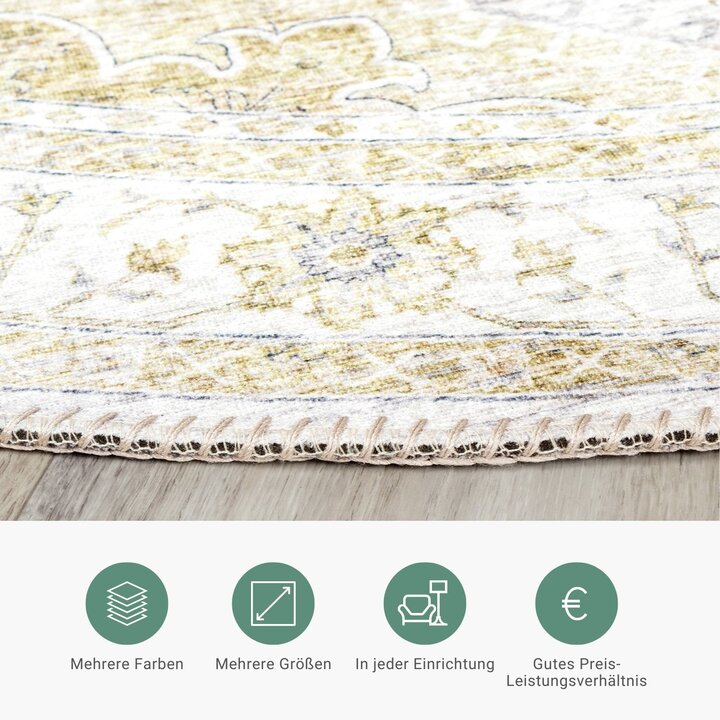 Teppich Vintage Rund - Lago Grün Creme