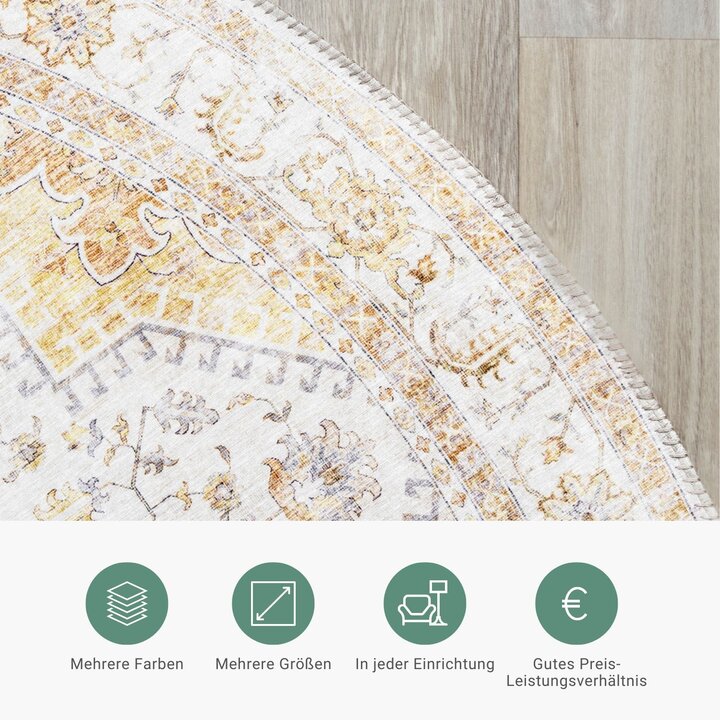 Teppich Vintage Rund - Lago Gelb