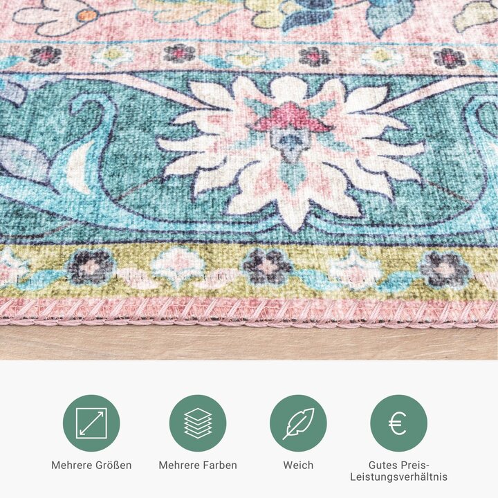 Teppich Vintage - Lily Oriental Blau Rosa