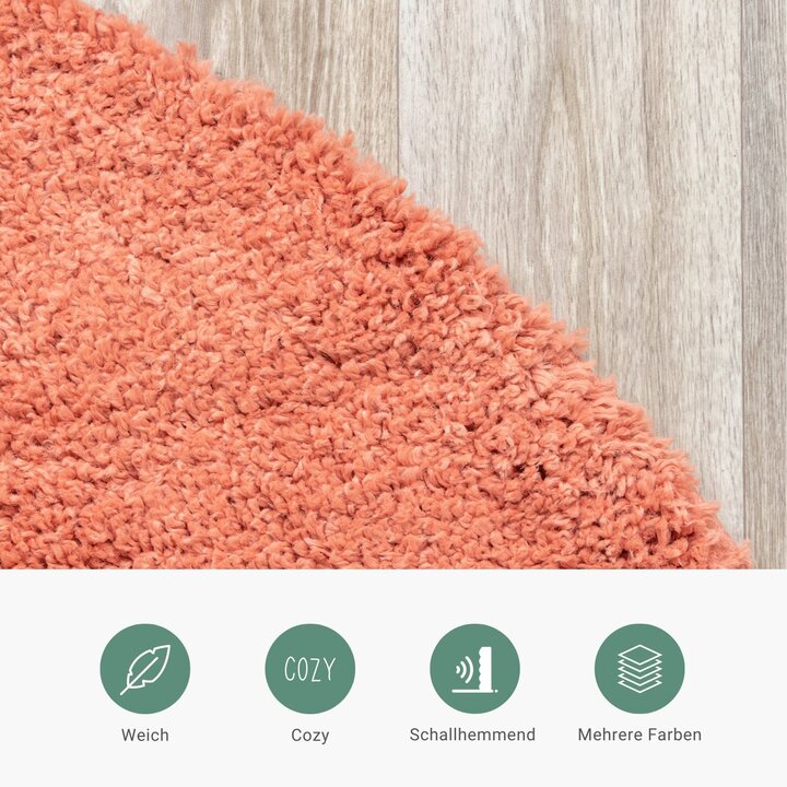 Teppich Hochflor Rund - Lofty Orange Rosa
