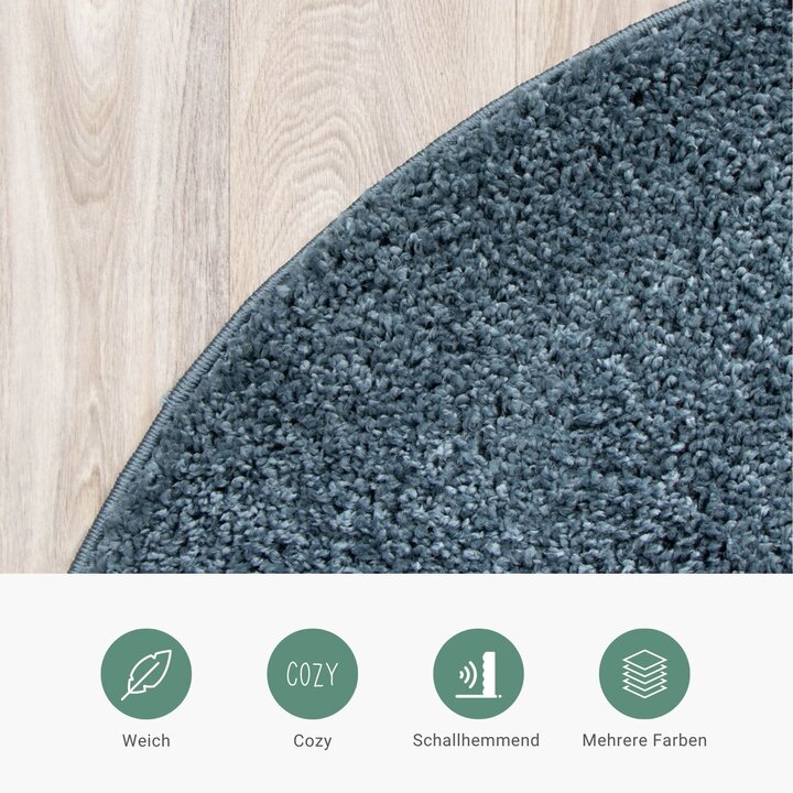 Teppich Hochflor Rund - Lofty Blau